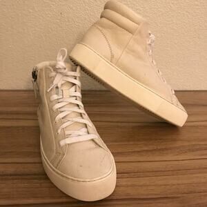 UGG Olli High Top Fashion Sneaker Shoe Womens Size 7.5 Ivory Leather Zip 1104068